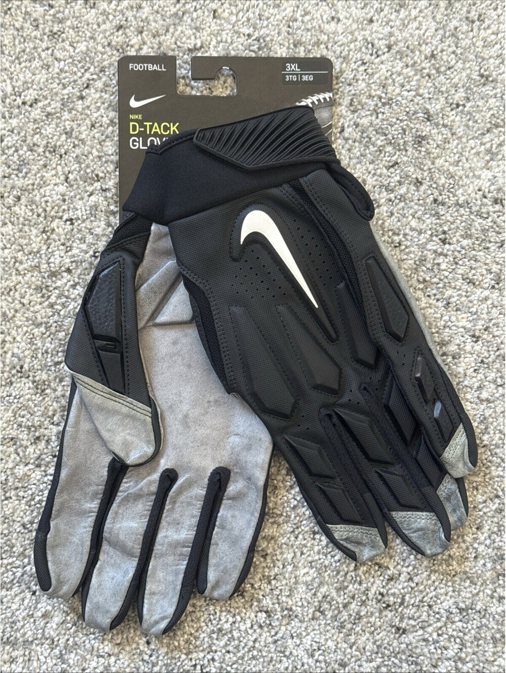 Nike D-Tackle 6.0 NFL Lineman Football Gloves Black Gray PGF946 Men's 3XL NWT